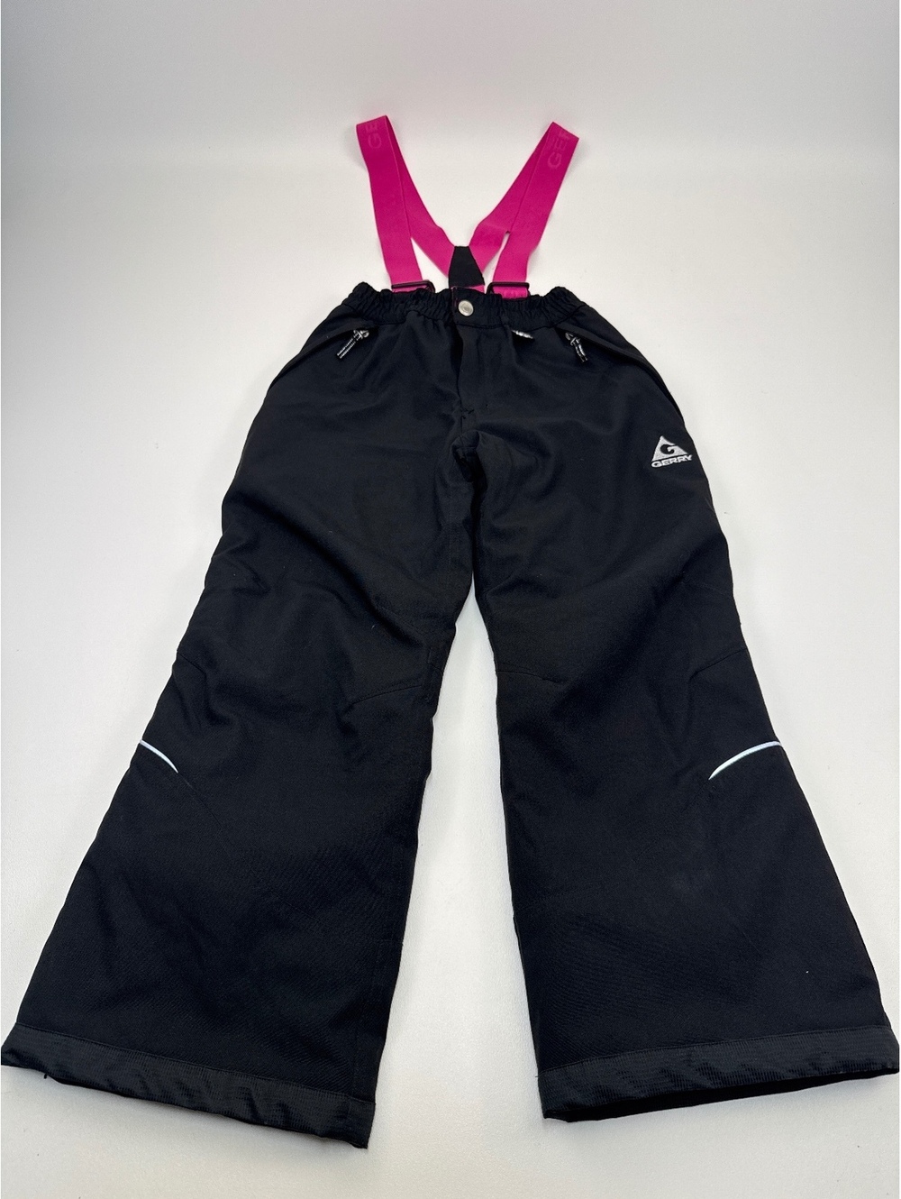 Gerry Kids Black Snow Pants with Pink Adjustable Suspenders Size 7/8